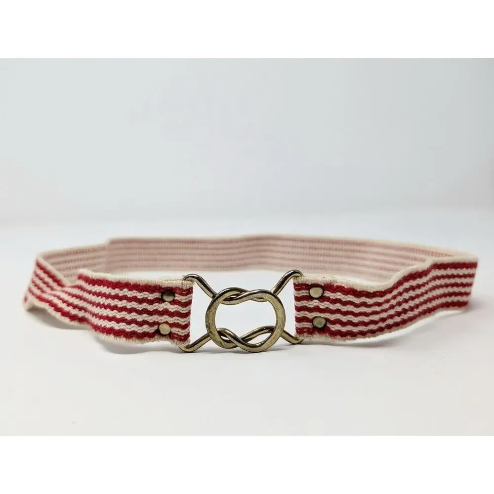 Vintage 80s Belt Red White Stripe Elastic Stretch Women's 26.5 Inches XS S